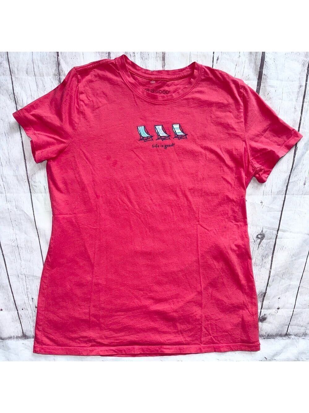 EUC Women’s Medium Life Is Good SS TShirt Summer Beach Chairs
